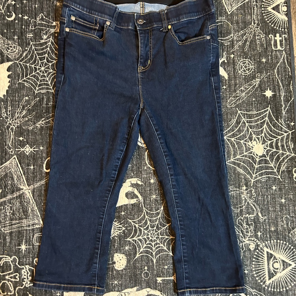 Retro Chic Dark Blue Ankle Jeans